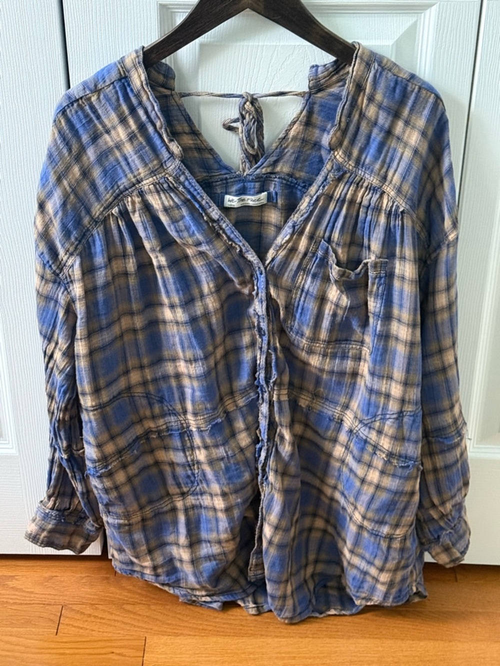 Free People One Of The Boys Plaid Tunic in Blue Combo - Picture 2 of 4